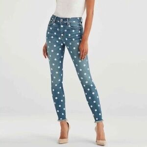 7 For All Mankind High Rise Polka Dot Denim Skinny Jeans Size 31